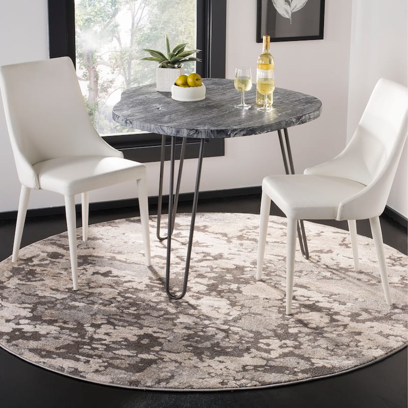 SAFAVIEH Spirit Pansy Modern Abstract Rug - 6'7" Round - Taupe/Grey