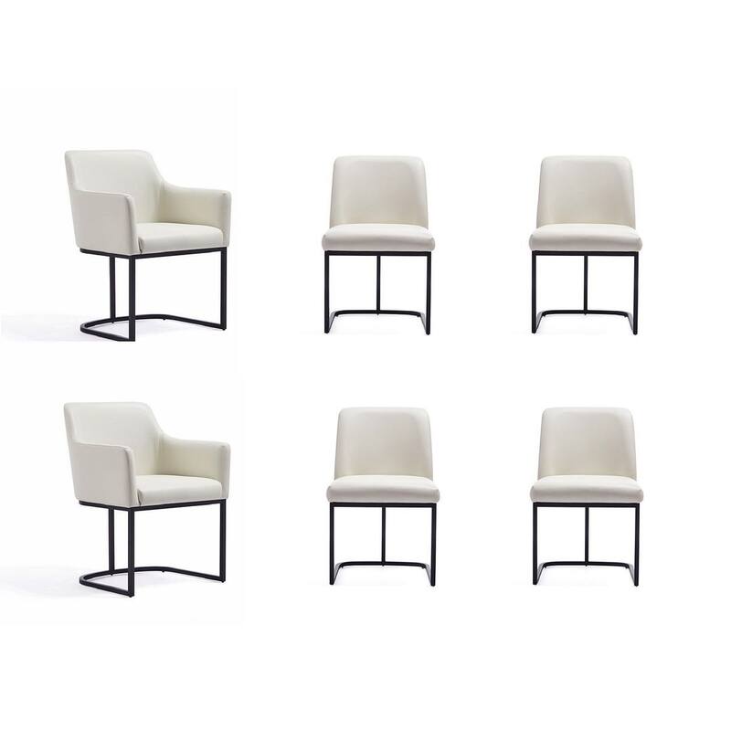 Manhattan Comfort Modern Serena Leatherette Upholstered Dining Chair Set - Set of 6 - Cream
