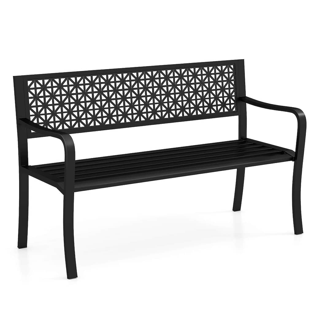 Costway 50" Garden Bench with Patterned Backrest and Curved Armrests - See Details