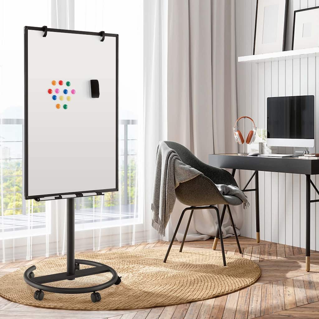 40'' x 26''Mobile Whiteboard Height Adjustable Magnetic Board Stand