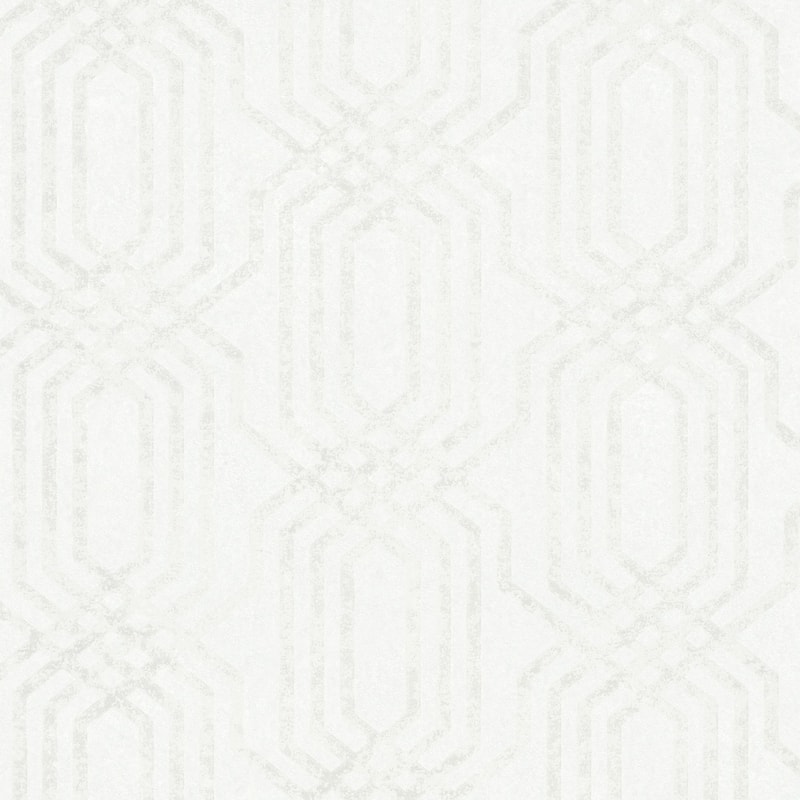 Galerie Wallcoverings Hotel Embossed Geometric Trellis Non-woven Glitter Wallpaper Roll - 33 feet x 21 inches - White