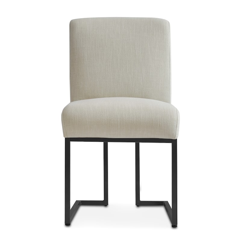 Chenille Upholstered Dining Chair with Black Metal Legs