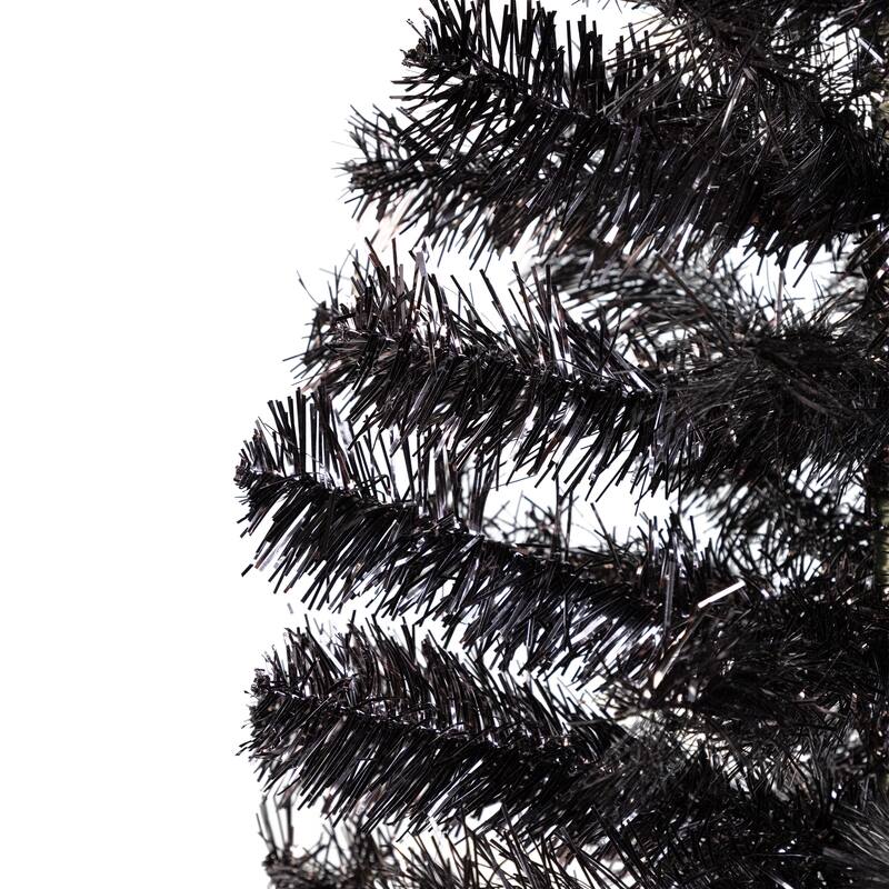 Artificial Tinsel Halloween Tree - 3' - Black - Unlit - 3 Foot
