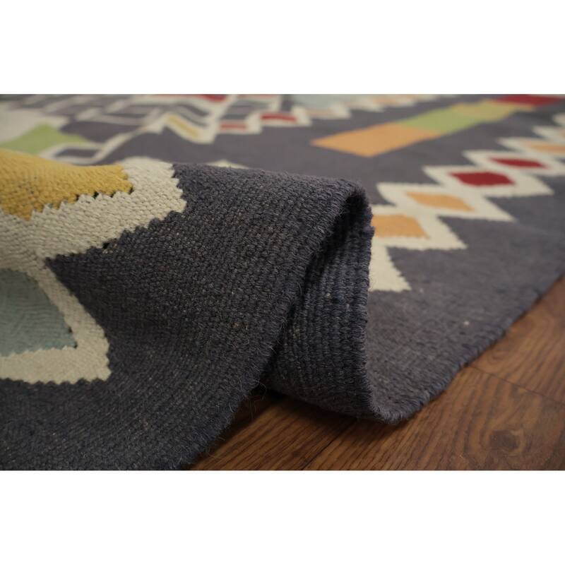 Hand Woven Oriental 100% Wool Carpet Southwestern Tribal Multi-Colored Kilim Area Rug - 14' 2'' X 9' 9''