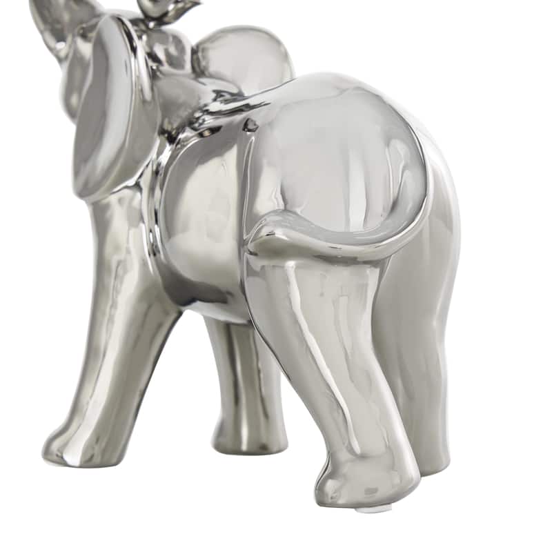 Ceramic Elephant Standing Decorative Sculpture - Silver or Gold - Roche River Decor