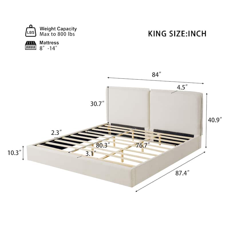 Christopher Knight Home - Modern Upholstered Bed with Double - Pillow Headboard