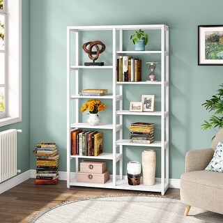 Rustic Bookshelf, 10-Open Shelf Etagere Bookcase Display