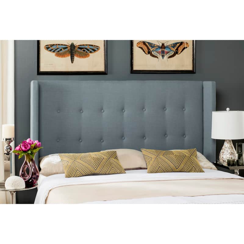 SAFAVIEH Damon Oyster Upholstered Tufted Wingback Headboard - Blue