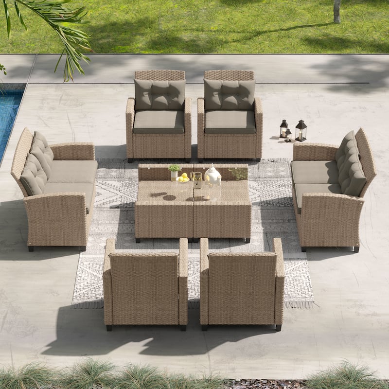 Corvus Armitage 8-piece Outdoor Wicker Sofa Set with Cushions