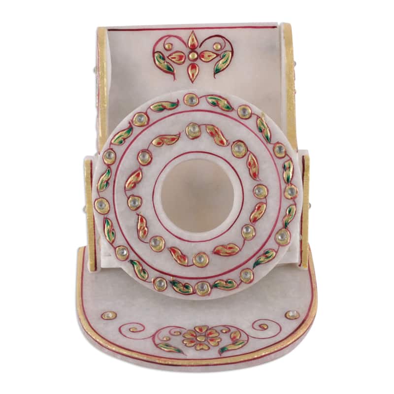 Novica Handmade Leafy Aura Marble Phone Holder