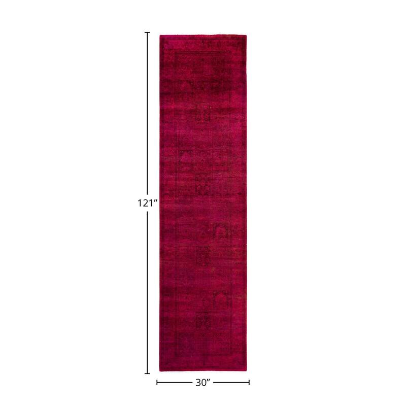 Fine Vibrance, One-of-a-Kind Hand-Knotted Runner Rug - Red, 2' 6" x 10' 1" - 2' 6" x 10' 1"