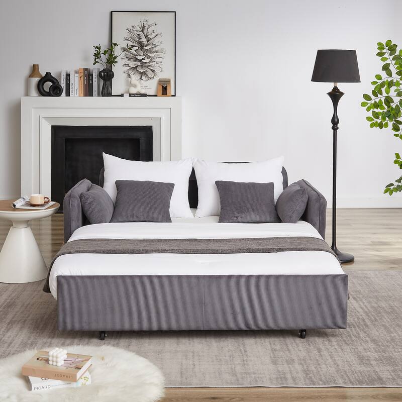 Chenille Interior Lazy Sofa Chaise longue Armchair with three pillows and armrestsSleeping Sofa Bed