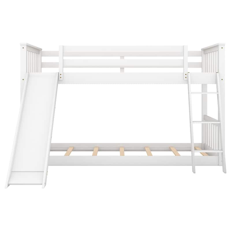 Compact Solid Wood Bunk Bed with Slide