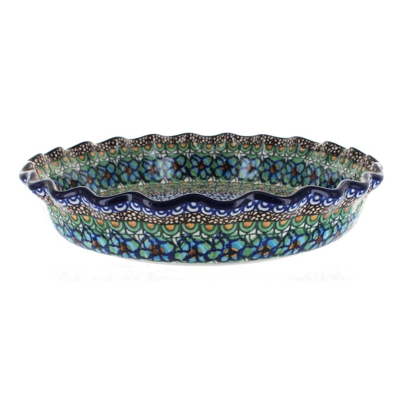 Blue Rose Polish Pottery 636 Ceramika Artystyczna Pie Plate