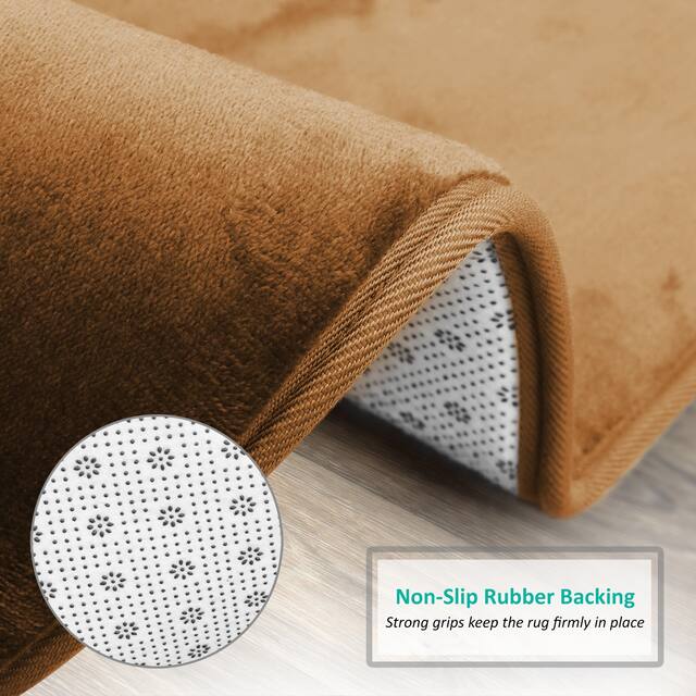 Clara Clark Ultra Soft Plush Bathroom Rug - Non-Slip, Velvet, Memory Foam Bath Mat - Set of 2