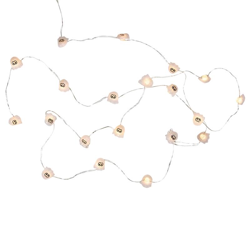 10-Count LED Halloween Ghost Fairy Lights, 6.5 ft Silver Wire