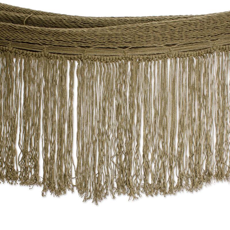 Novica Handmade Olive Cascade Cotton Rope Hammock (Double)