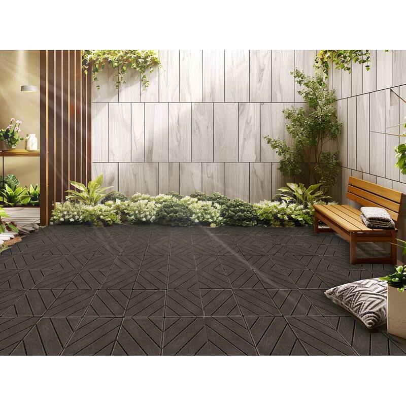 Plastic Composite Deck Tiles Set of 35pcs, Composite Decking Resist Rust, Water, Weather, Easy to DIY & Maintain,12x12i
