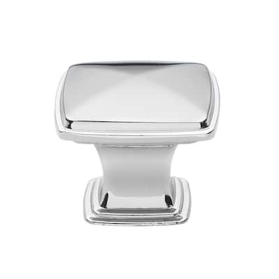 GlideRite 5-Pack 1-1/4 in. Polished Chrome Square Deco Cabinet Knobs - Polished Chrome