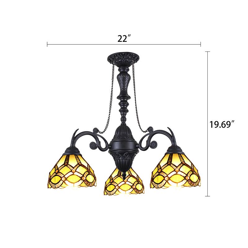 Victorian-Design 3-light Black Chandelier - Multi-Color