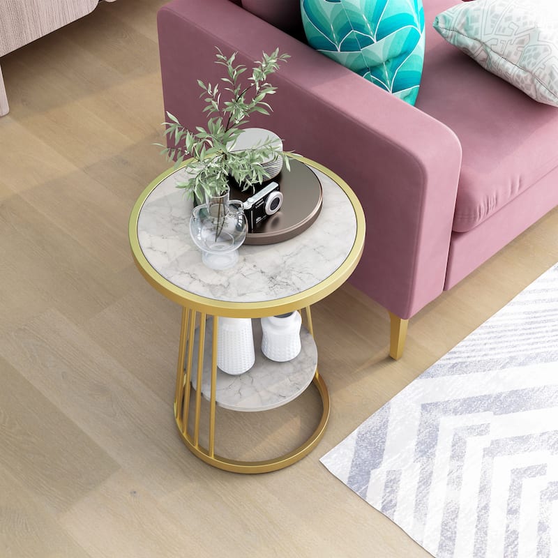 Alioto Contemporary 17-inch Steel 1-Shelf Side Table by Furniture of America