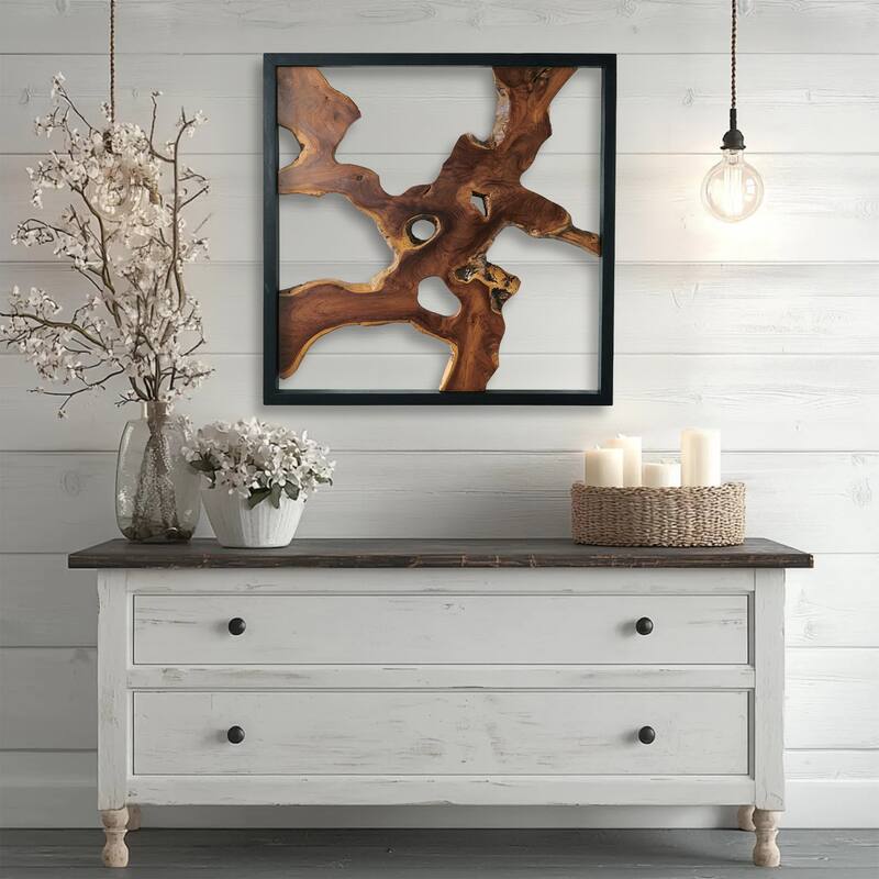 Greenage Teak Wall Decor Natural Live Edge Hanging Art Sculpture
