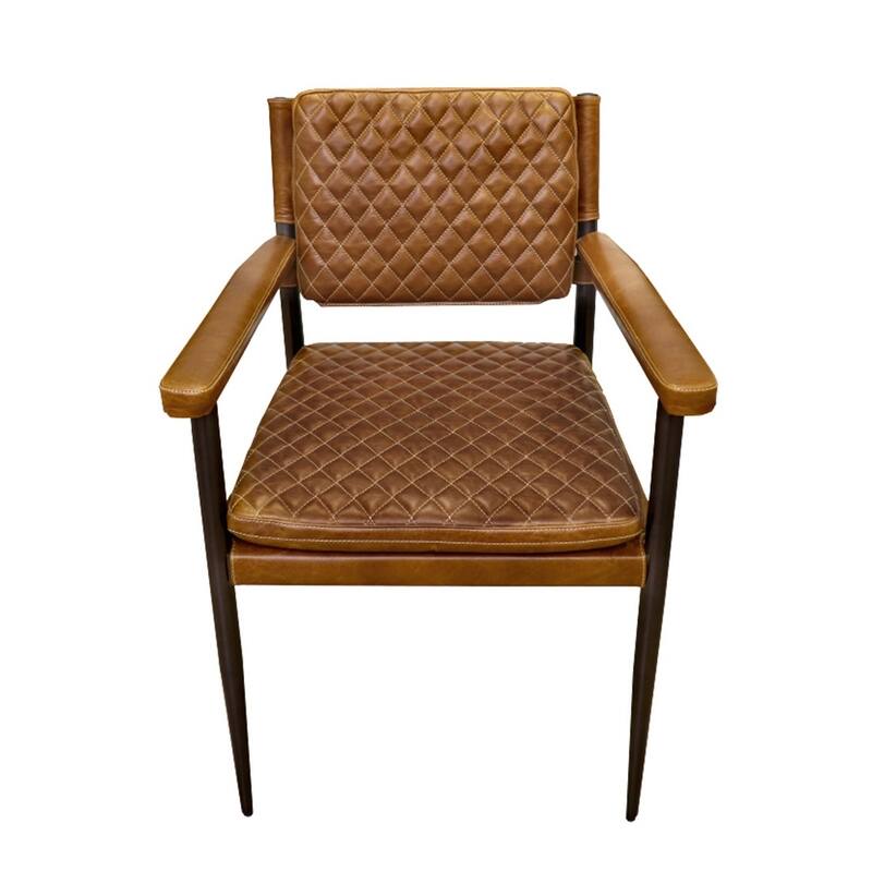 Pasargad Home Capri Brown Top Grain Leather Accent Chair, Brown