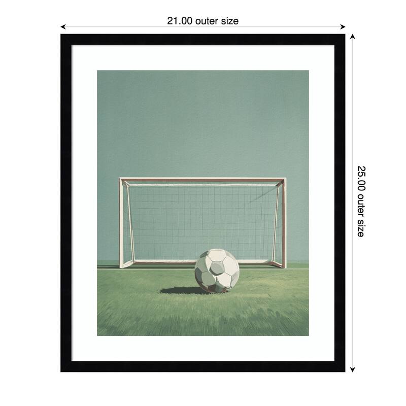 Soccer Goal by Andreas Magnusson Wood Framed Wall Art Print - Black - 21 x 25 in