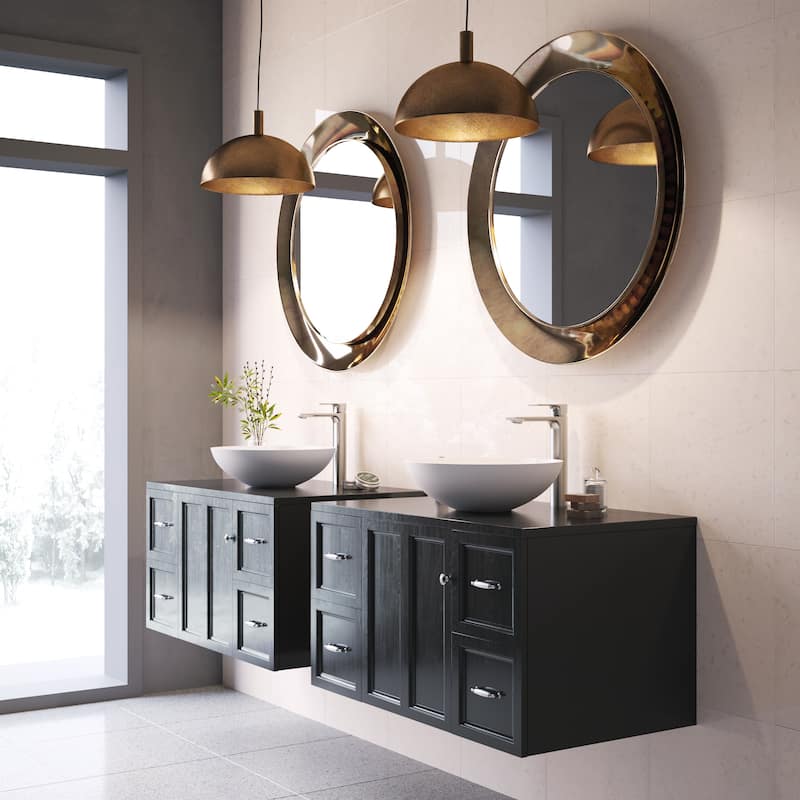 VIGO Lotus 16"L x 16"W x 5"H Matte Stone Round Bathroom Vessel Sink