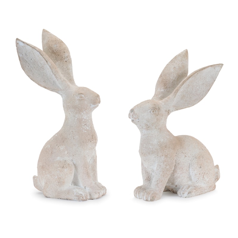 HomeRoots Set of Four Beige Polyresin Rabbit Figurines - 6.70 in. x 10.00 in. x 4.20 in.