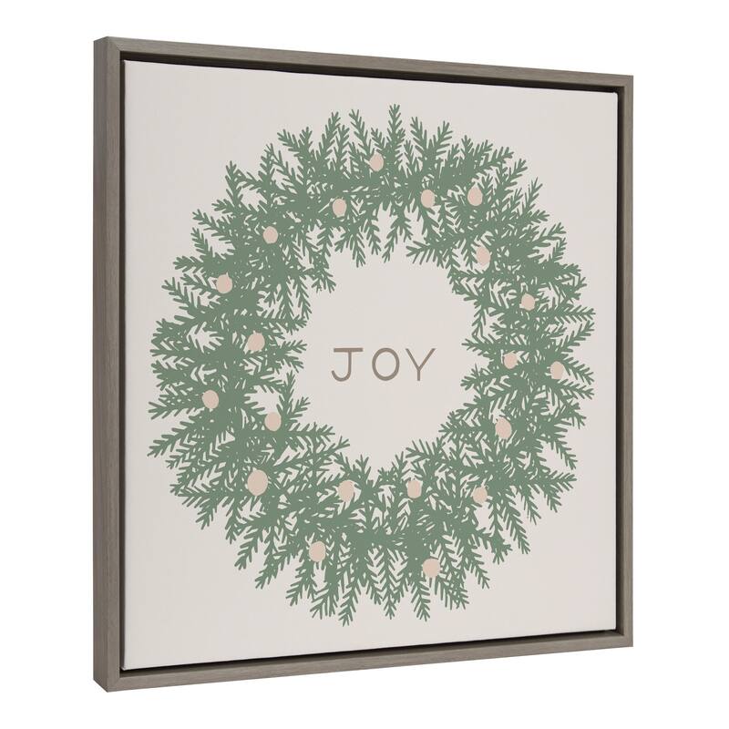 Kate and Laurel Sylvie Wreath Green Framed Canvas by Hannah Beisang - 22x22