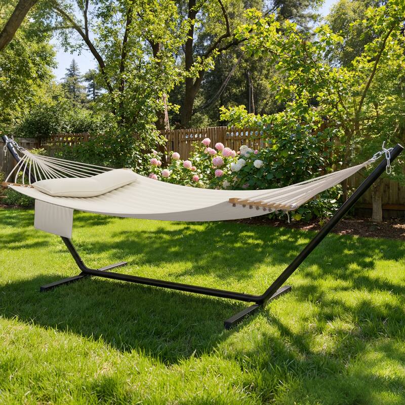EROMMY Modern Portable Hammock, Hand-Woven Ropes, Anti-Tipping Design for Backyards, Beaches & Campsites