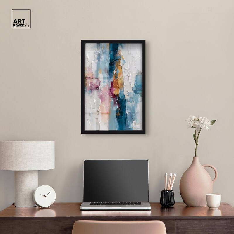 Petal Pink and Ocean Blue II Shadowbox by Art Remedy