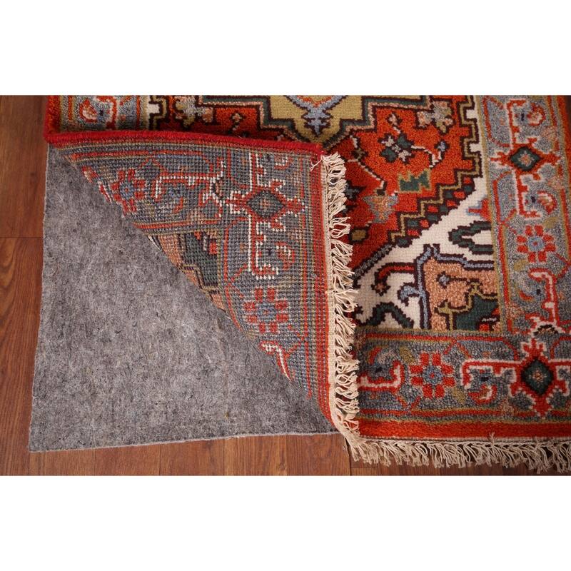 Orange Heriz Serapi Oriental Runner Rug Hand-Knotted Wool Carpet - 2'7"x 8'1"