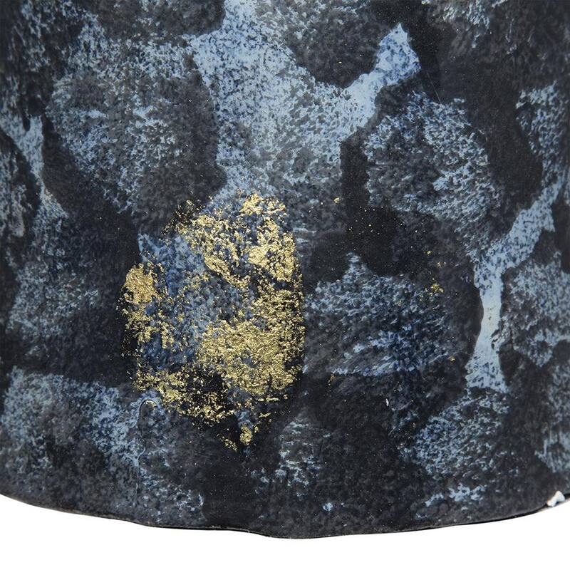 12" Blue And Gold Abstract Bud Glass Table Vase - 7.10