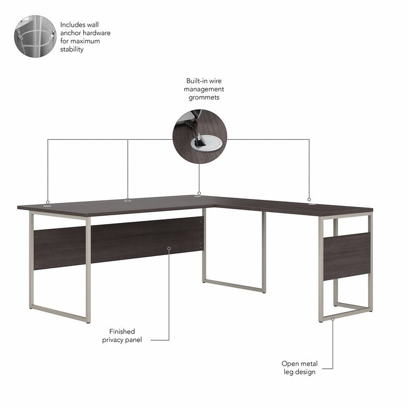 Hybrid 72W x 36D L Shaped Table Desk by Bush Business Furniture