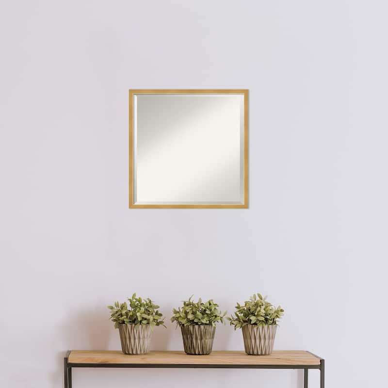 Beveled Wood Bathroom Wall Mirror - Svelte Polished Gold Frame