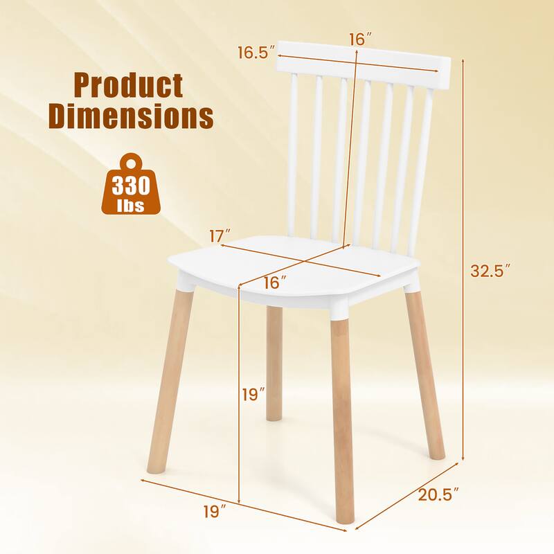 Gymax Set of 4 Windsor Dining Chairs Dining Chairs w/ Spindle Backs &