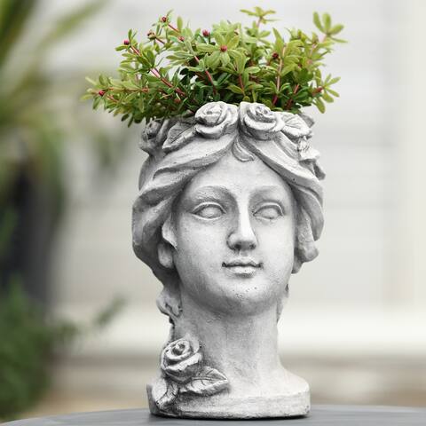 Grey MgO Victorian Rose Lady Head Bust Planter