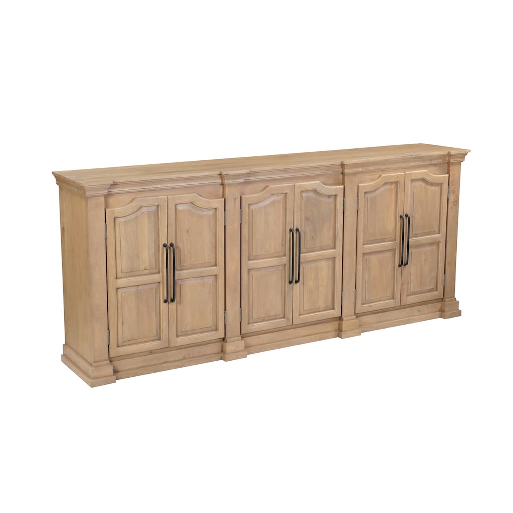 Willow Solid Mango Wood 6-Door Sideboard with Arched Panel Design - N/A
