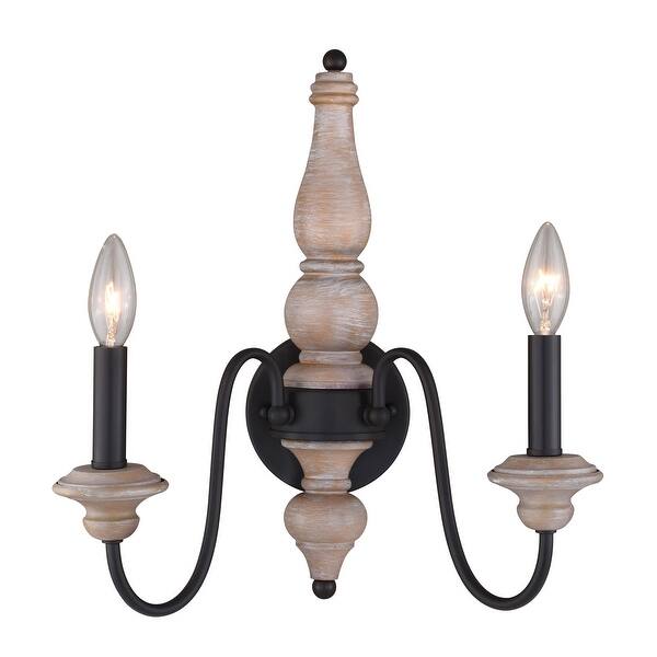 slide 2 of 7, Georgetown 2 Light Gray Wood Farmhouse Candle Wall Sconce - 14-in W x 15.5-in H x 8.5-in D