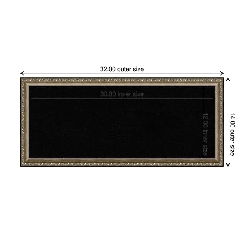 Parisian Silver Wood Framed Black Corkboard Bulletin Board - Board Size 30x12