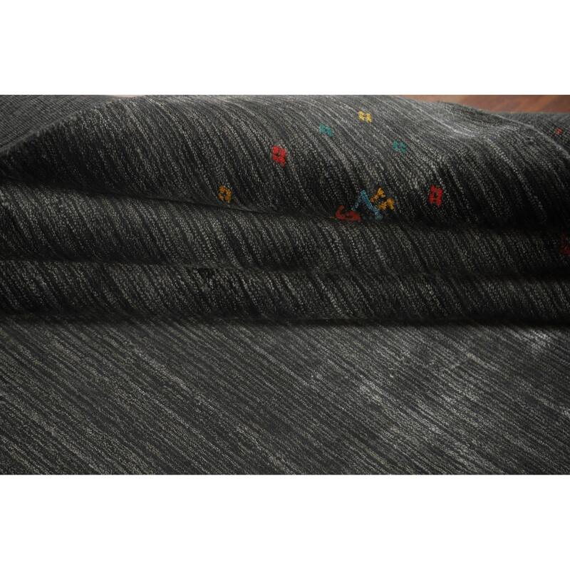 Grey Tribal Gabbeh Oriental Area Rug Hand-Knotted Wool Carpet - 7'10" x 9'9"