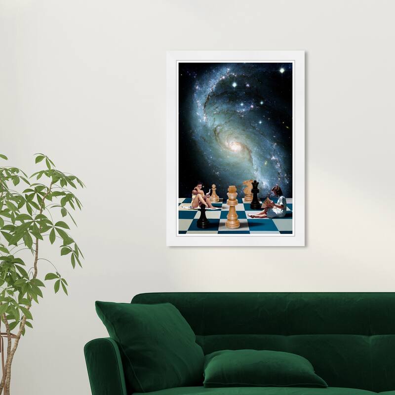 Wynwood Studio Prints Astronomy and Space Playing the Game Blue and Dark Blue Bohemian & Eclectic Wall Art Canvas Print - White