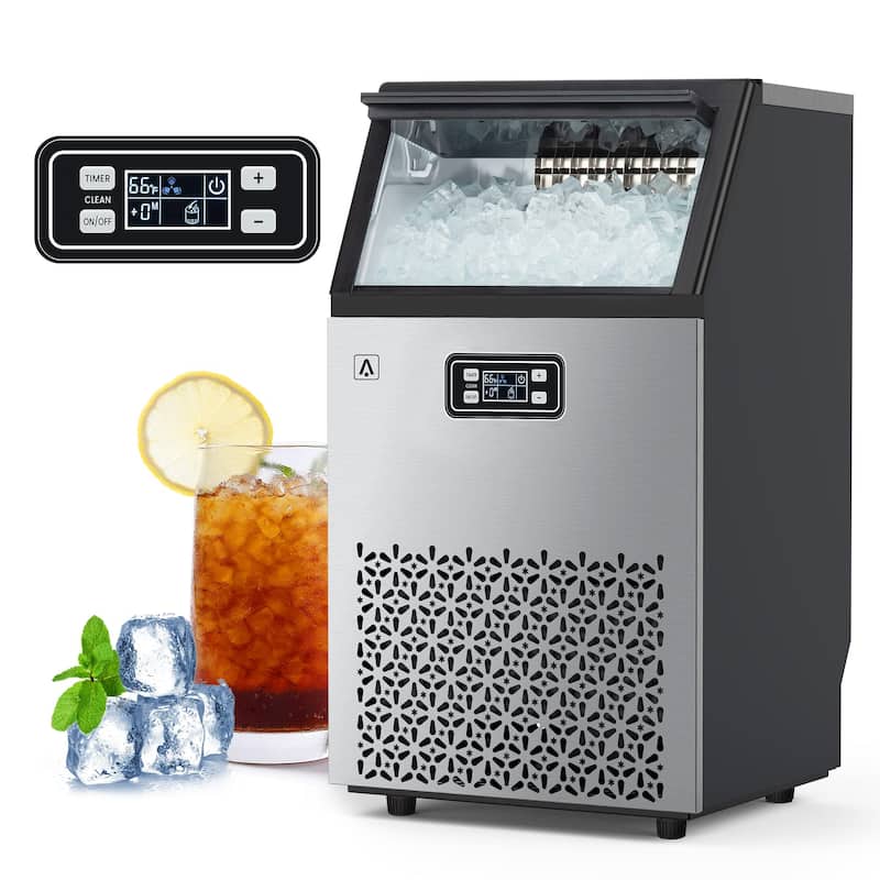 Commercial Ice Maker Machine 150lbs/24H Stainless Steel Under Counter with 33lbs Ice Storage Capacity - 15.7"D x 17.6"W x 31.4"H
