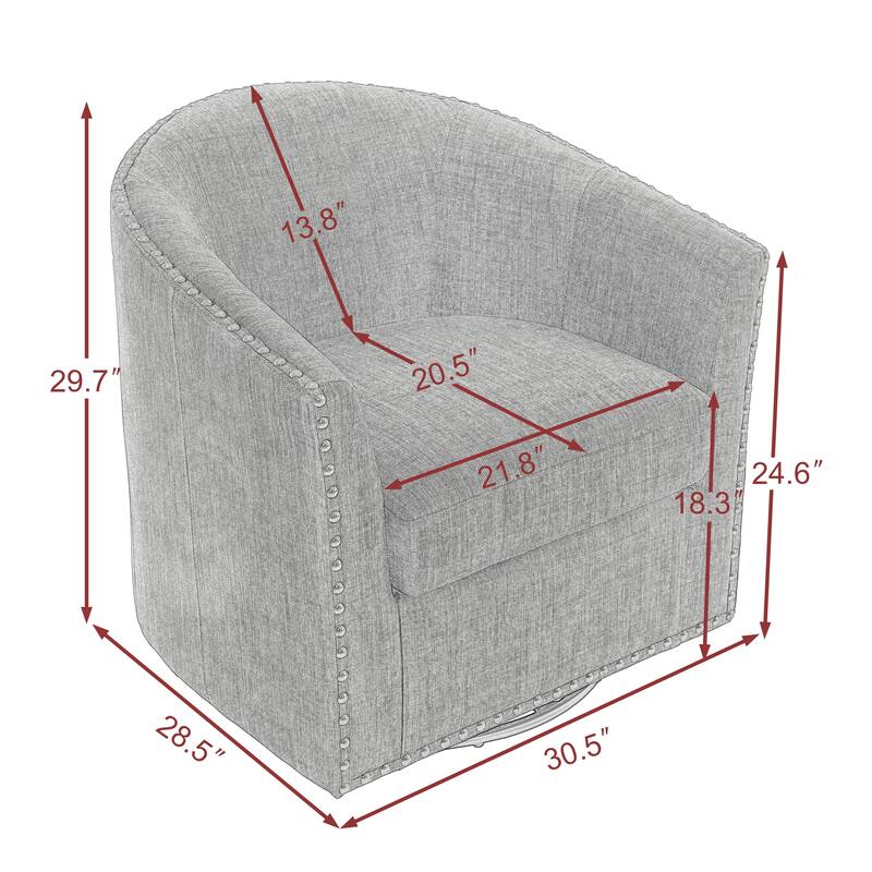 Nailhead Trim Upholstered Swivel Accent Chairs Set of 2
