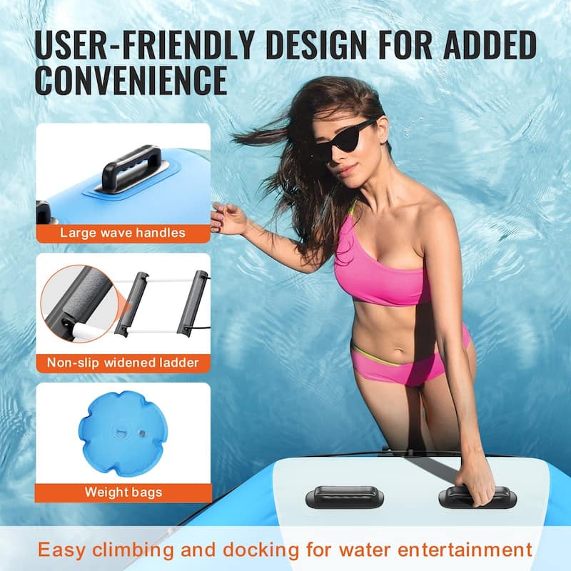 10ft Inflatable Water Trampoline with Ladder and Pump for Lake or Pool