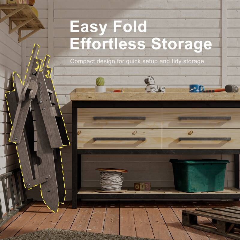 3-Position Adjustable Folding Adirondack Chair W/ Ottoman for Outdoor