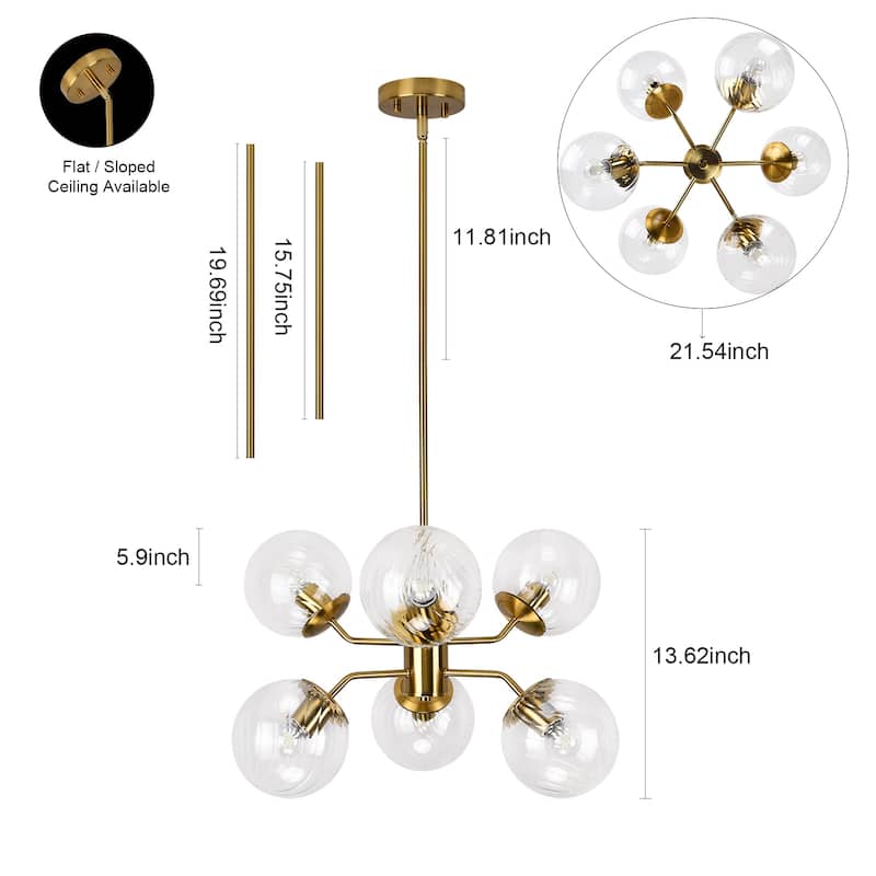 6-Lights Contemporary Brass Sputnik chandelier