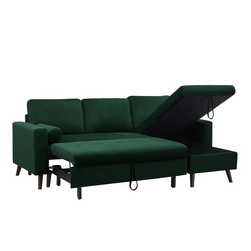 88 "W L-Shaped Reversible Multifunctional Sofa Bed with Storage Recliner